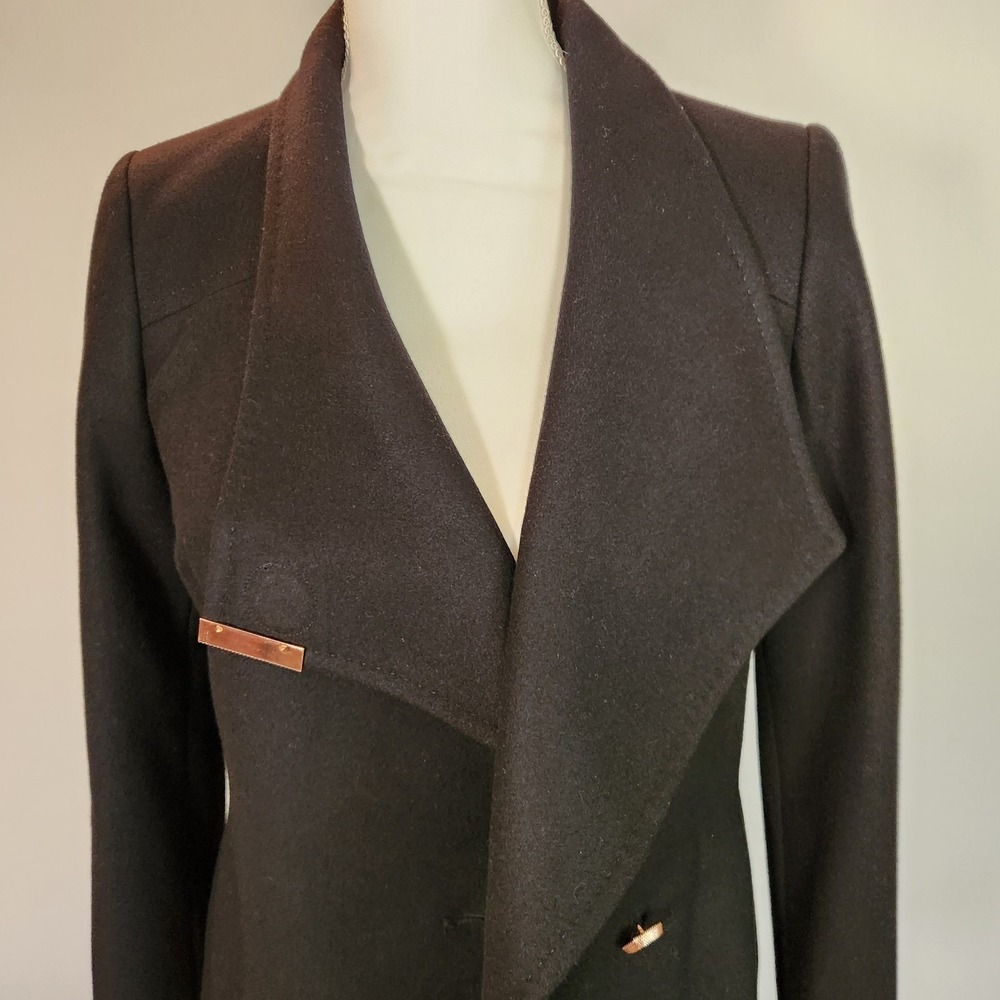 Ted Baker Black Celebrating 50 Years Belted Wool Trench Coat Size 1 XS - Picture 2 of 14